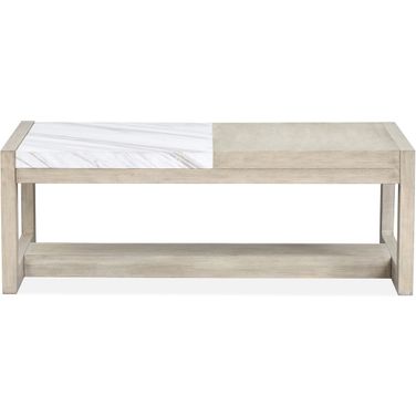 Preston Rectangular Cocktail Table In Gallery Buff and Antique Silver