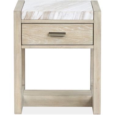 Preston Rectangular End Table In Gallery Buff and Antique Silver
