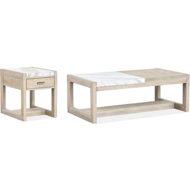 Preston Rectangular Occasional Table Set In Gallery Buff and Antique Silver