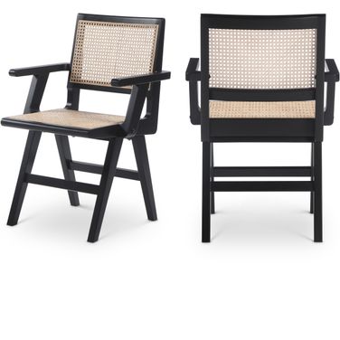 Preston Wood Dining Arm Chair Set of 2 In Black