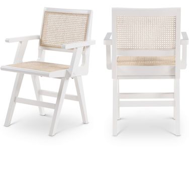 Preston Wood Dining Arm Chair Set of 2 In White