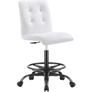 Prim Armless Vegan Leather Drafting Chair In Black White