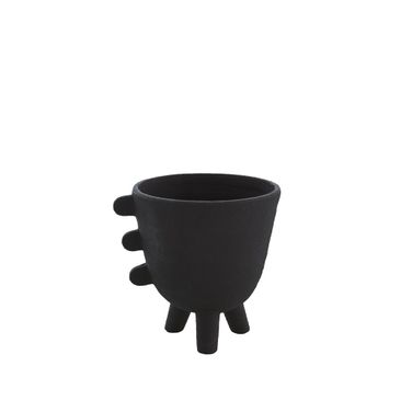 Primitive Porcelain 3 Leg Cache Pot In Black