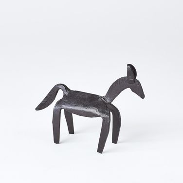 Primitive Small Iron Horse In White