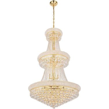 Primo 30" Gold 32 Light Chandelier With Clear Royal Cut Crystal Trim