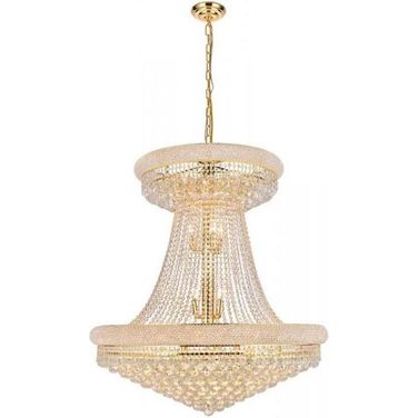Primo 36" Gold 28 Light Chandelier With Clear Royal Cut Crystal Trim