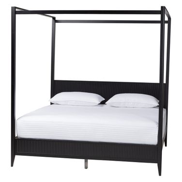 Primrose Fluted Wood King Size Canopy Bed In Black