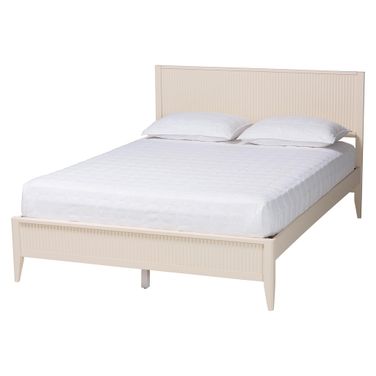 Primrose Fluted Wood King Size Platform Bed In Ivory