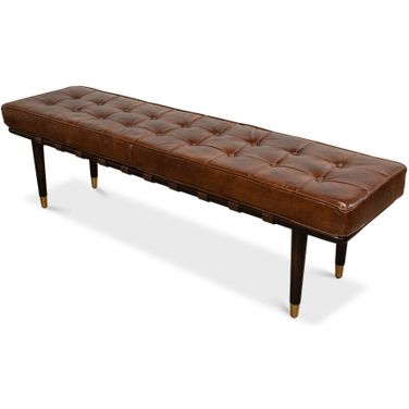 Prince Albert Brown Leather Bench