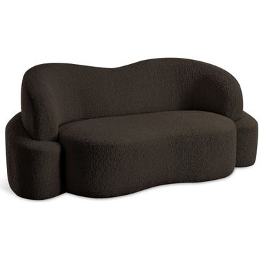 Principessa Boucle Fabric Loveseat In Brown