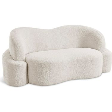 Principessa Boucle Fabric Loveseat In Cream