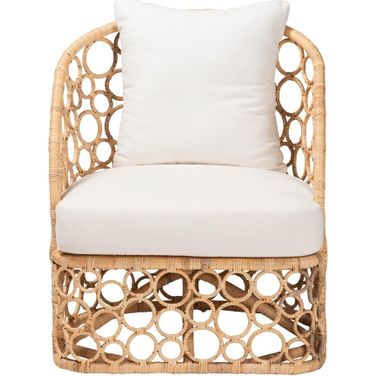 Prisca Rattan Accent Chair In Light Honey