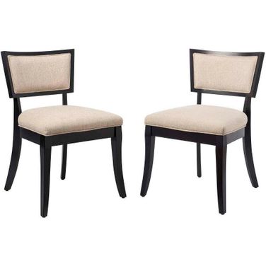 Pristine Beige Upholstered Fabric Dining Chairs - Set Of 2