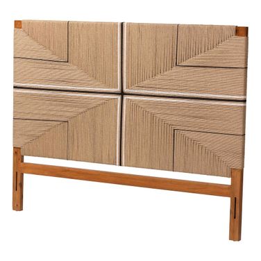 Prita Paper Loom Queen Headboard with Wood Frame In Natural Brown