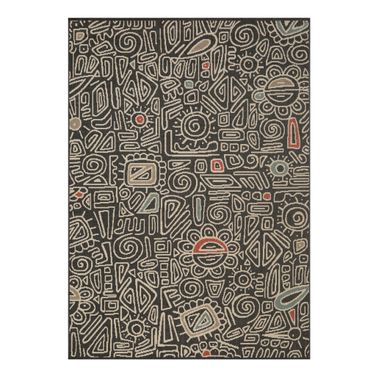 Priva Abstract Power-Loomed Indoor/Outdoor Area Rug In Black and Ivory