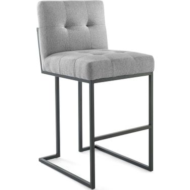 Privy Black Light Gray Black Stainless Steel Upholstered Fabric Bar Stool