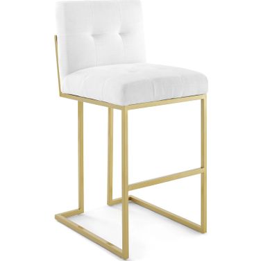 Privy Gold and White Stainless Steel Upholstered Fabric Bar Stool