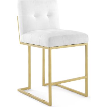 Privy Gold and White Stainless Steel Upholstered Fabric Counter Stool