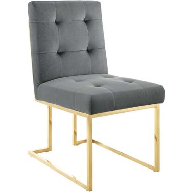 Privy Gold Charcoal Stainless Steel Performance Velvet Dining Chair