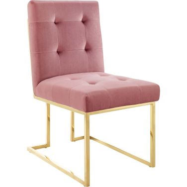 Privy Gold Dusty Rose Stainless Steel Performance Velvet Dining Chair