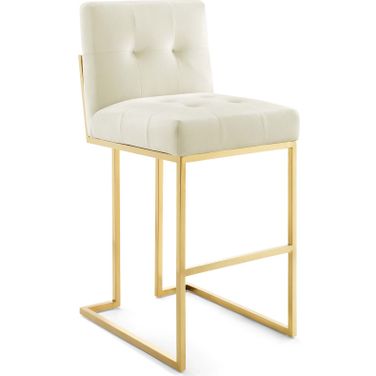 Privy Gold Ivory Stainless Steel Performance Velvet Bar Stool EEI-3856-GLD-IVO