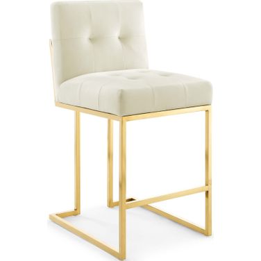 Privy Gold Ivory Stainless Steel Performance Velvet Counter Stool EEI-3853-GLD-IVO