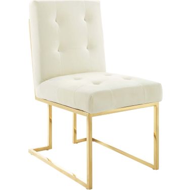 Privy Gold Ivory Stainless Steel Performance Velvet Dining Chair