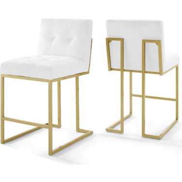 Privy Gold Stainless Steel Upholstered Fabric Counter Stool Set of 2