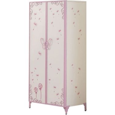 Priya Ii White and Light Purple Armoire