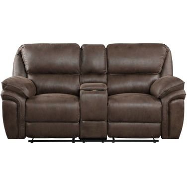 Proctor Double Reclining Love Seat with Center Console In Brown
