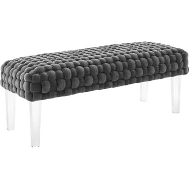Prologue Woven Performance Velvet Ottoman In Gray