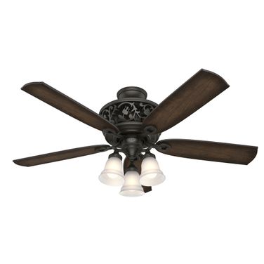 Promenade 54 Inch Energy Star Ceiling Fan with LED Light Kit and Handheld Remote In Brittany Bronze and Burnished Cherry