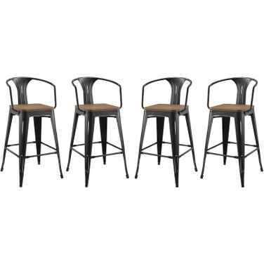 Promenade Black Bar Stool Set of 4 EEI-3955-BLK