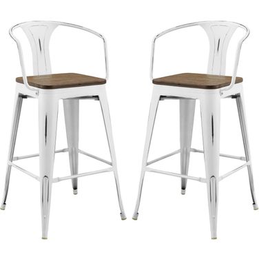 Promenade White Bar Stool Set of 2 EEI-3954-WHI