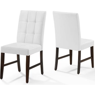 Promulgate White Biscuit Tufted Upholstered Faux Leather Dining Side Chair Set of 2 EEI-3336-WHI