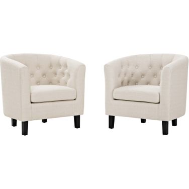 Prospect Beige 2 Piece Upholstered Fabric Arm Chair Set