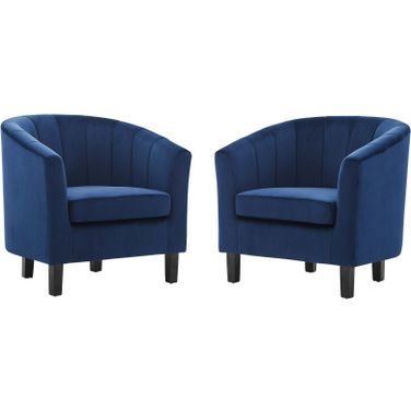 Prospect Navy Channel Tufted Performance Velvet Arm Chair Set of 2