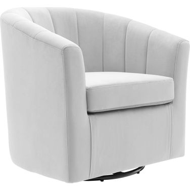 Prospect Performance Velvet Swivel Armchair In Light Gray
