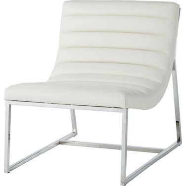 Pu Leather Upholstered Occasional Chair with Stainless Steel Legs In White