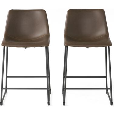 PU Upholstered Counter Height Stool In Brown - Set of 2