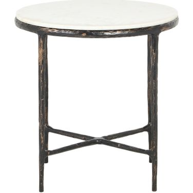 Pulvo Solid Aluminum Handmade Round Side Table In White and Bronze