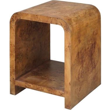 Putnam Dark Burl Wood Waterfall Edge 2 Tier Side Table