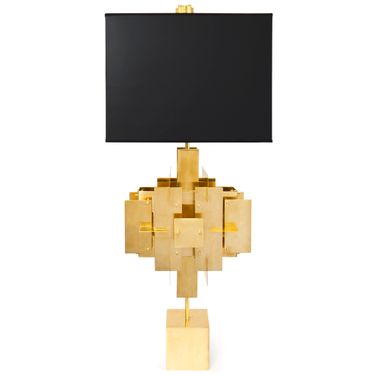 Puzzle Table Lamp In Antique Brass and Black