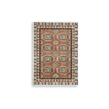 Qaabiz 5' x 7' Area Rug In Sienna/Ivory/Black