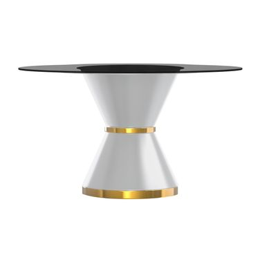Qorvus 60 Inch Round Dining Table with Glass Top In White and Clear