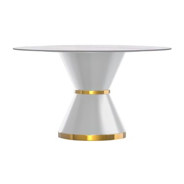 Qorvus 60 Inch Round Dining Table with Sintered Stone Top In White