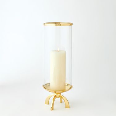 Quad Base Small Hurricane In Brass