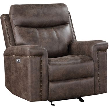 Quade Glider Recliner with Power Footrest In Mocha
