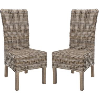 Quaker Natural Unfinished 19 Inch Rattan Side Chair Set of 2