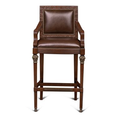 Quarter Bar Stool In Antique Brown and Brass